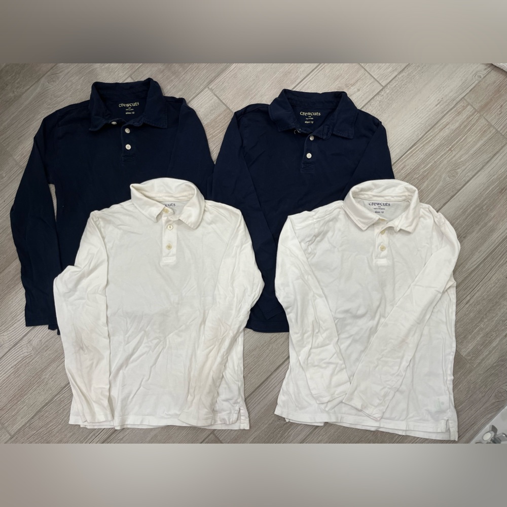 Crewcuts Long Sleeve Polo School Uniform Size 12 Set of 4 in White and Navy